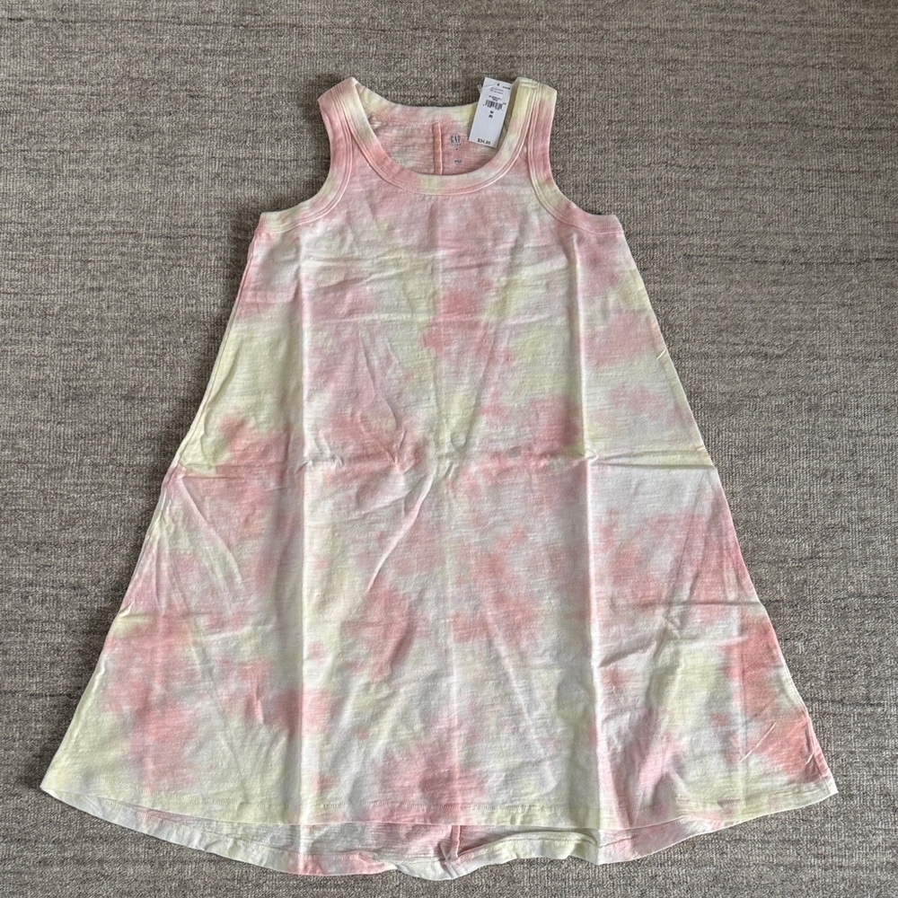 GAP Kids Coral and Yellow Tie-Dye Dress